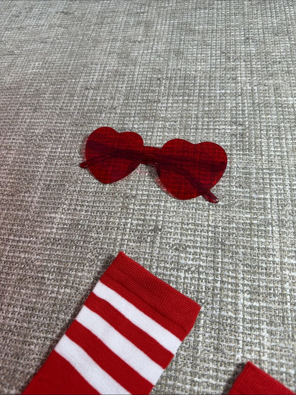 Red Tutu Skirt & Knee-High Socks Set with glasses woman’s small rave party